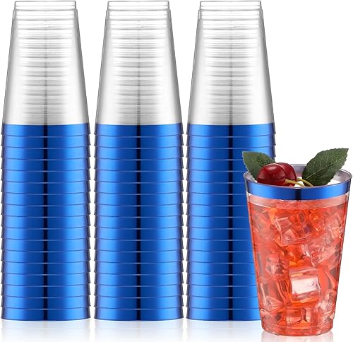 Norme 50 vasos de plástico con borde de 14 onzas, vasos transparentes desechables con borde, soporte para bebidas de vacaciones 2026, recipiente de