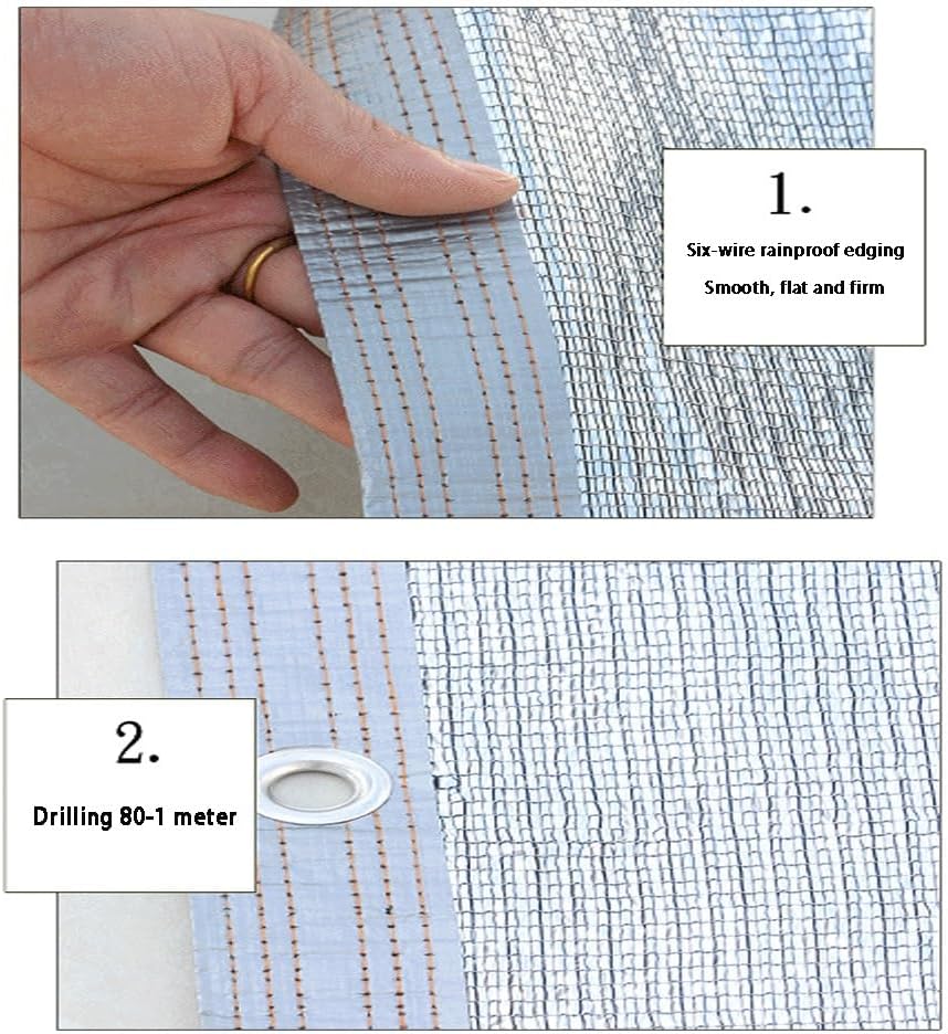 Durable 99% Aluminet Shade Cloth with Grommets - Reflective Sun Shade Mesh Tarp for Patio, Garden, Balcony, Camping & Car Cover - Silver Shade Net (3x6.5m)