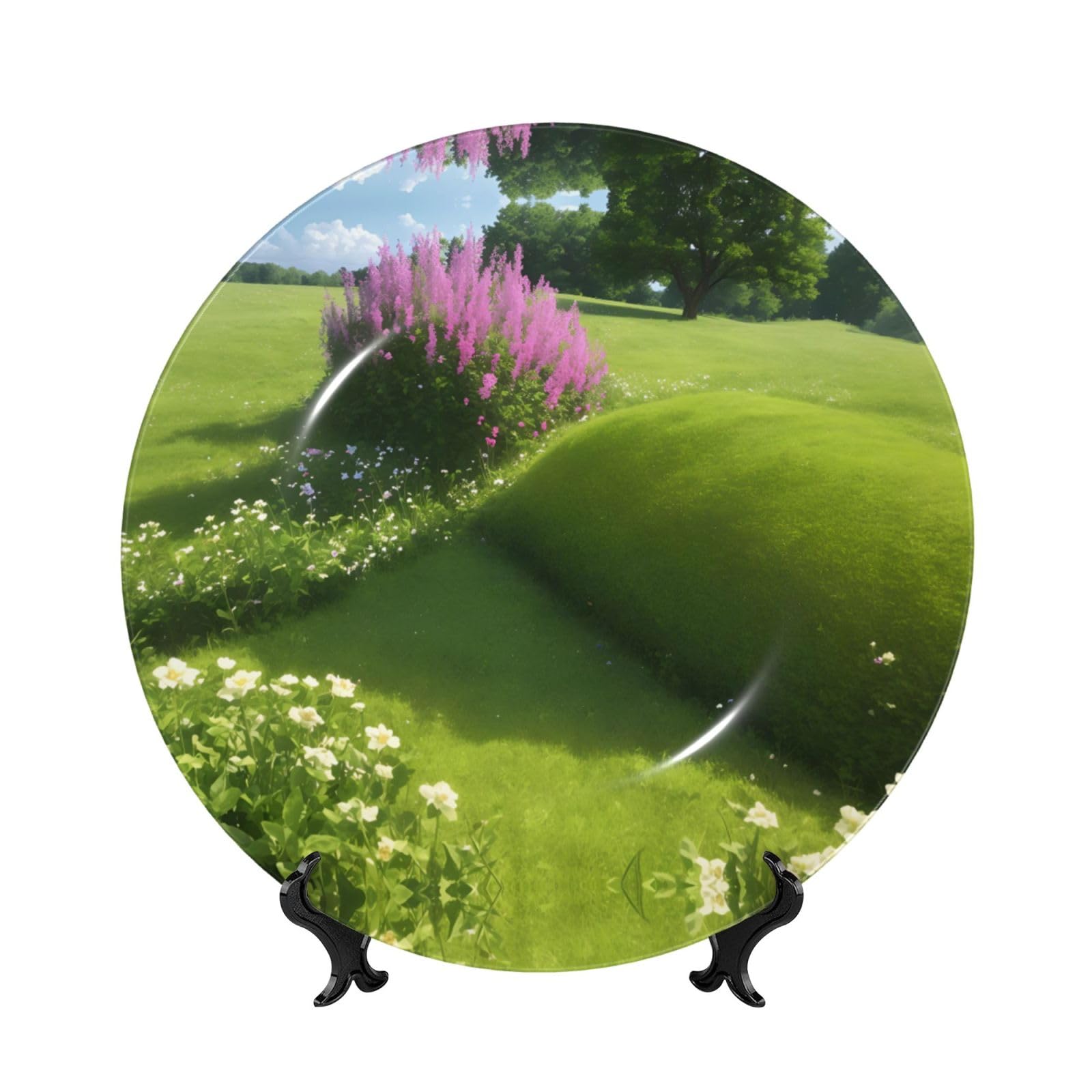 Platos decorativos de pradera para adorno del hogar y artesanías de mesa con soporte