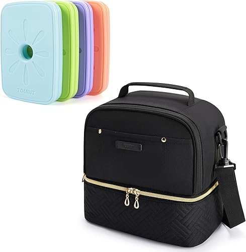 TOURIT Bolsa de almuerzo y 4 bolsas de hielo para mujer, combinación perfecta