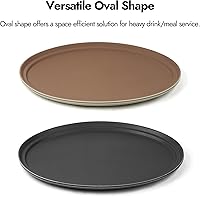 Vista 3 de CURTA Paquete de 2 bandejas antideslizantes de grado restaurante, NSF, ovalada de 19 x 23 pulgadas, bandeja de servir de plástico con forro de goma