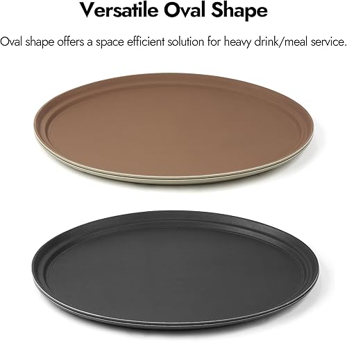 Miniatura 10 de CURTA Paquete de 2 bandejas antideslizantes de grado restaurante, NSF, 18 x 14 pulgadas, bandeja rectangular con forro de goma de plástico, marrón