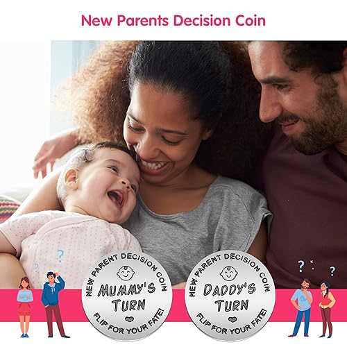 Miniatura 7 de Moneda de toma de decisiones, regalos para nuevos padres, regalos de embarazo, regalos para bebés nuevos para padres, mamá, papá, moneda de decisión