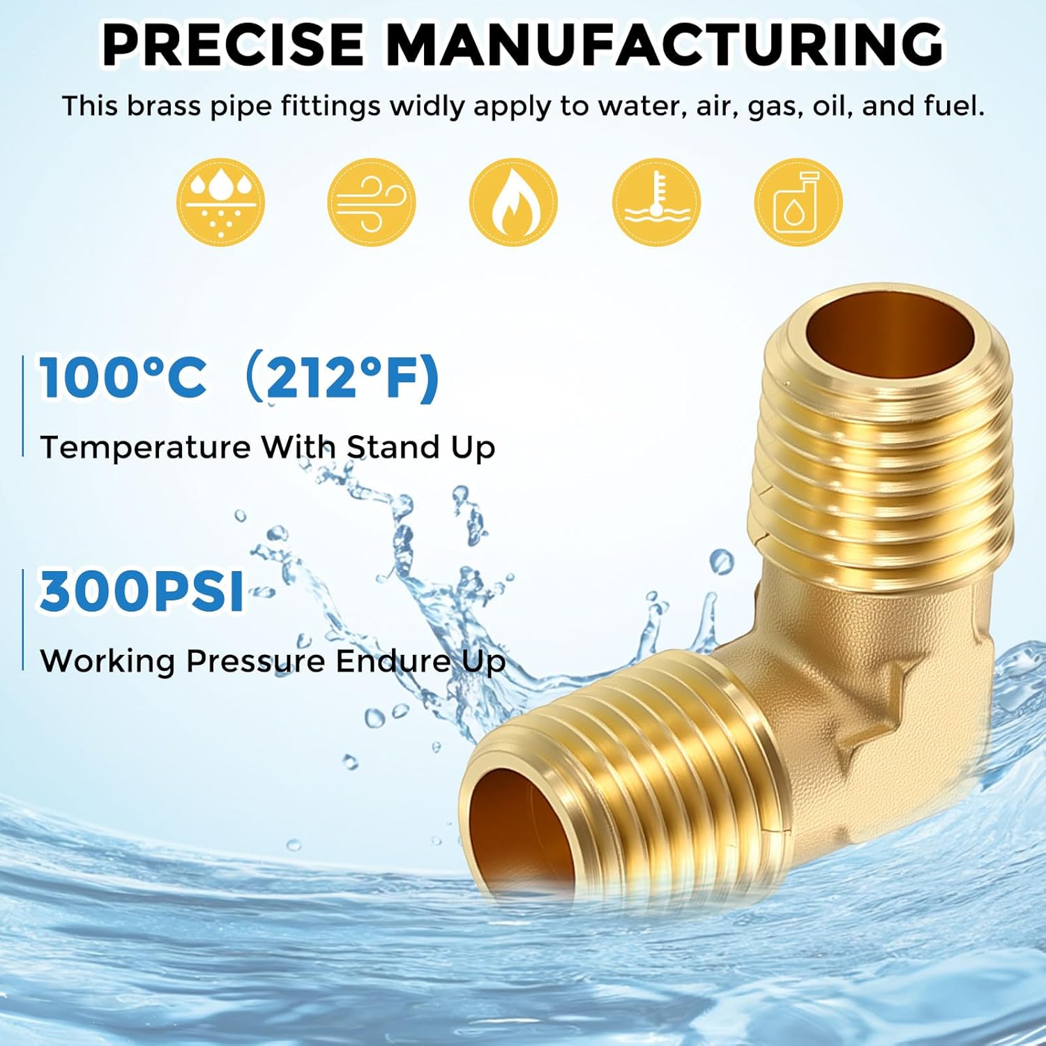 Pack of 2, 90 Degree 1/4" NPT Male to 1/4" NPT Male Solid Brass Barstock Street Elbow, Forged Pipe Fitting for Pipe Leak Repair, Bathroom Remodeling, Tool Extensions, Compression