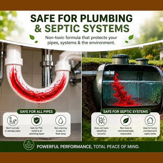 Drain Tracing Dye - Red Liquid Dye, Leak Detection, 15ml | Drain Testing, Water Tracing, Pipe Tracing, Drain Inspection & System Mapping | Septic Safe, Residential & Commercial