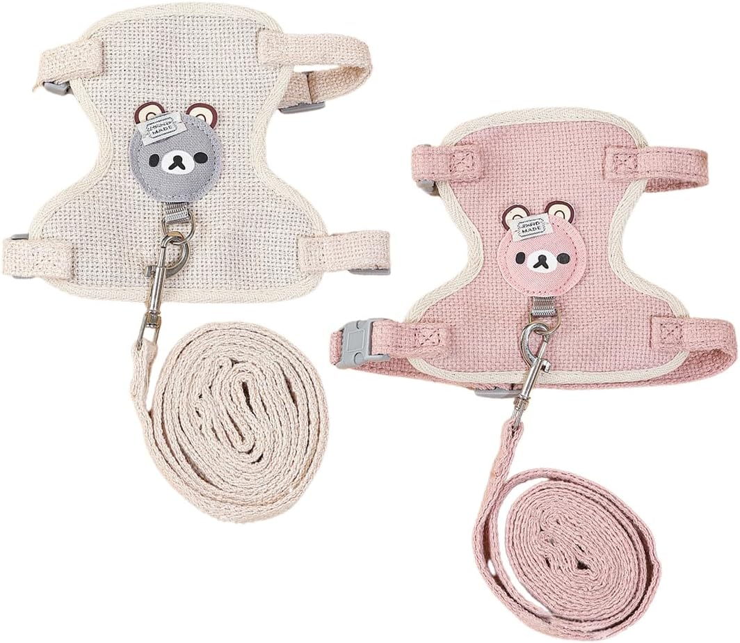 2 Stück Kaninchen Geschirr Mit Leine - Verstellbar Für Kleintiere & Hasen
