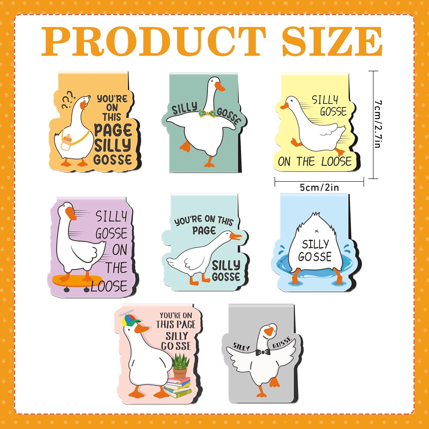 Funny Gosse Magnetic Bookmarks: 8 Pcs Gosse Magnet Book Marks, Cute Animals Page Marker Clips for Reading Women, Fun Bookish Gifts for Girls Kids, Back to School Accessories - Image 2