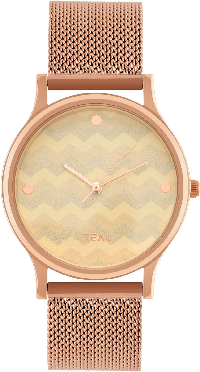 TEAL BY CHUMBAK Round Dial Analog Watch for Women|Chevron Collection| Stainless Steel Strap|Gifts for Women/Girls/Ladies |Stylish Fashion Watch for Casual/Work