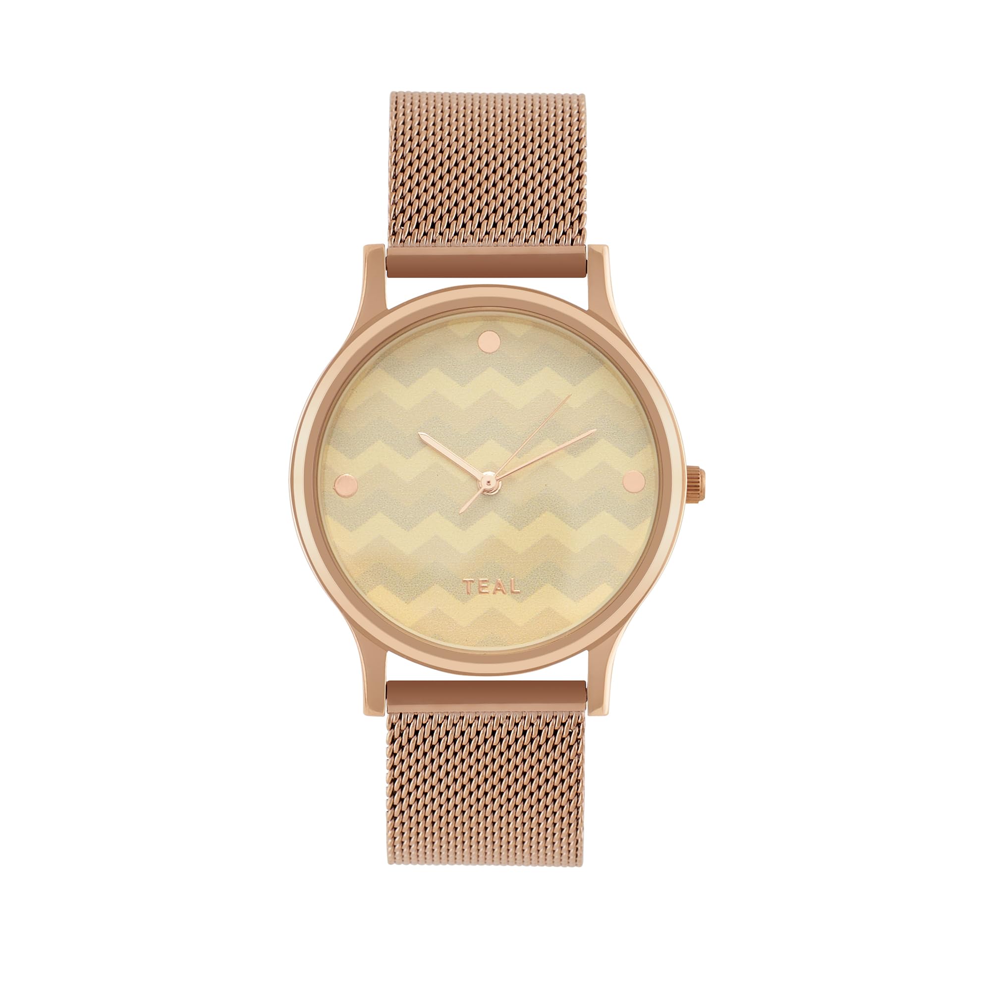 TEAL BY CHUMBAKRound Dial Analog Watch for Women|Chevron Collection| Stainless Steel Strap|Gifts for Women/Girls/Ladies |Stylish Fashion Watch for Casual/Work