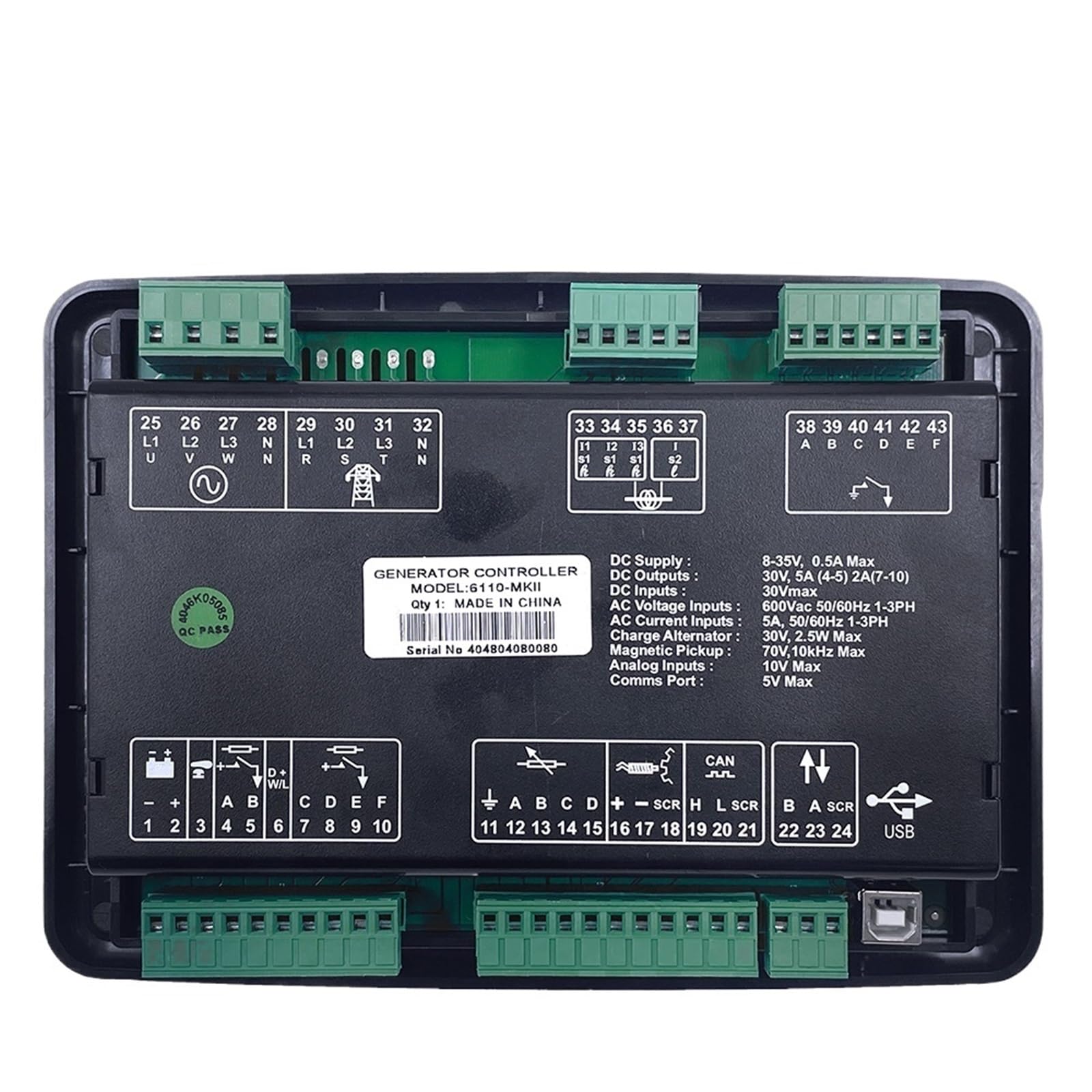 DSE6110MKII Sostituisci il pannello di controllo del controller del generatore di arresto automatico Modulo di controllo del gruppo elettrogeno Ricambi DSE6110MK2
