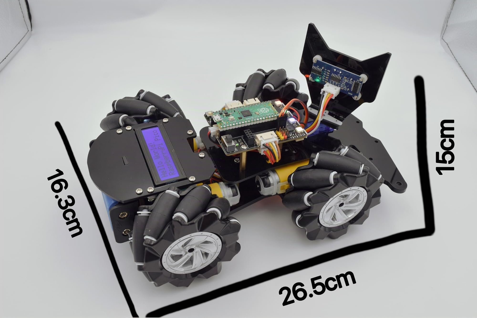 Adeept 4WD Omni-Directional Mecanum Wheels Robotic Car Kit for Raspberry Pi Pico DIY STEM Remote Controlled Educational Robot Kit with LCD Display and Tutorials