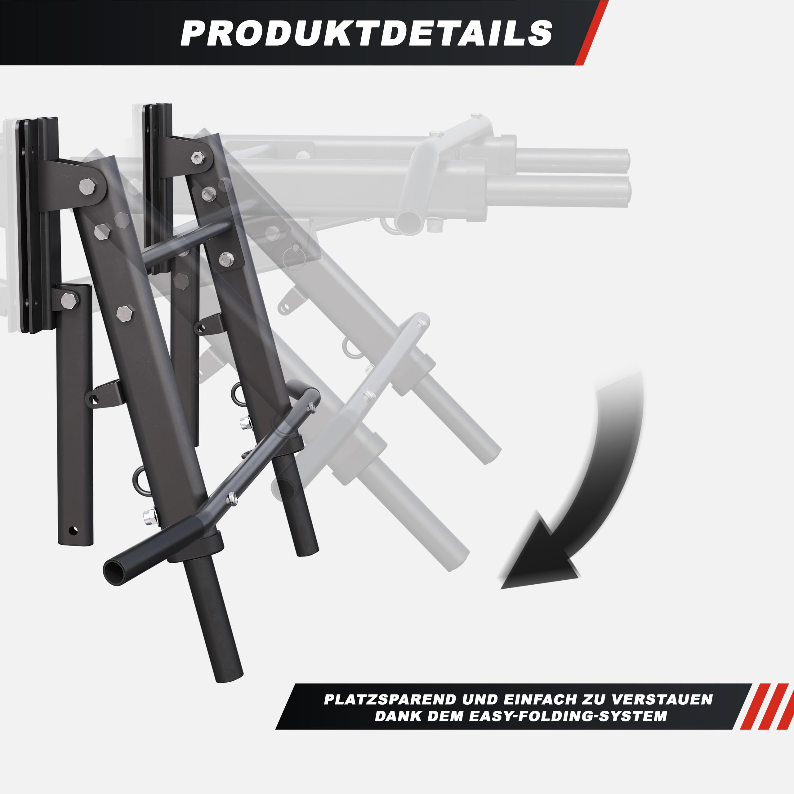 GORILLA SPORTS® Barra per Trazioni - da Muro, Pieghevole, 4in1, 3 Occhielli per Sacco da Boxe, Impugnatura in Schiuma, Max 300 kg - Sbarra Allenamento, Pull up Bar, Asta, Attrezzo Trazioni in Casa