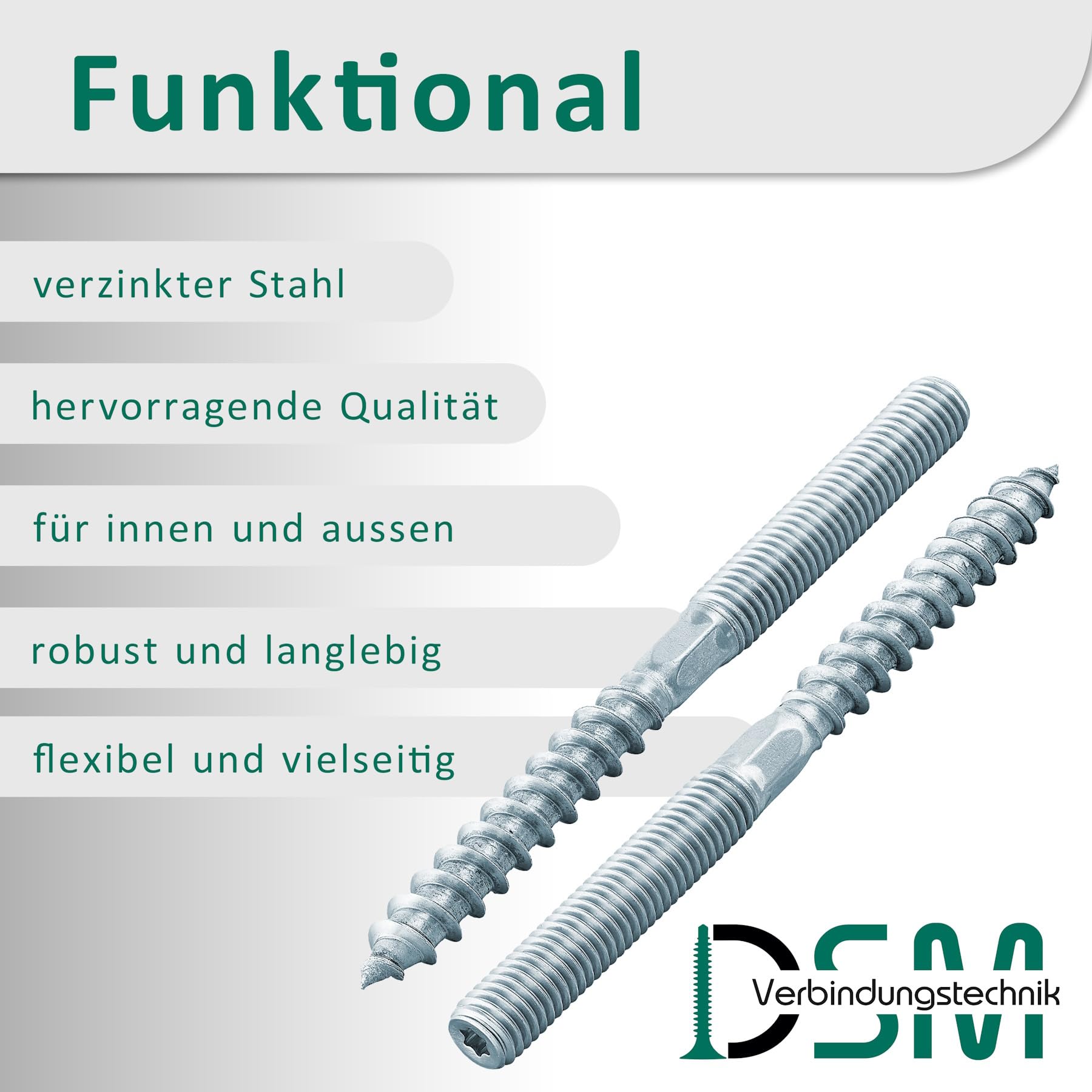 DSM – Espárragos roscados M12 x 200 mm con accionamiento Torx (TX 30) Galvanizados – M6 a M12, tornillos de doble rosca para acoplamientos de tubería, SW 10 mm, uniones de madera, material de montaje