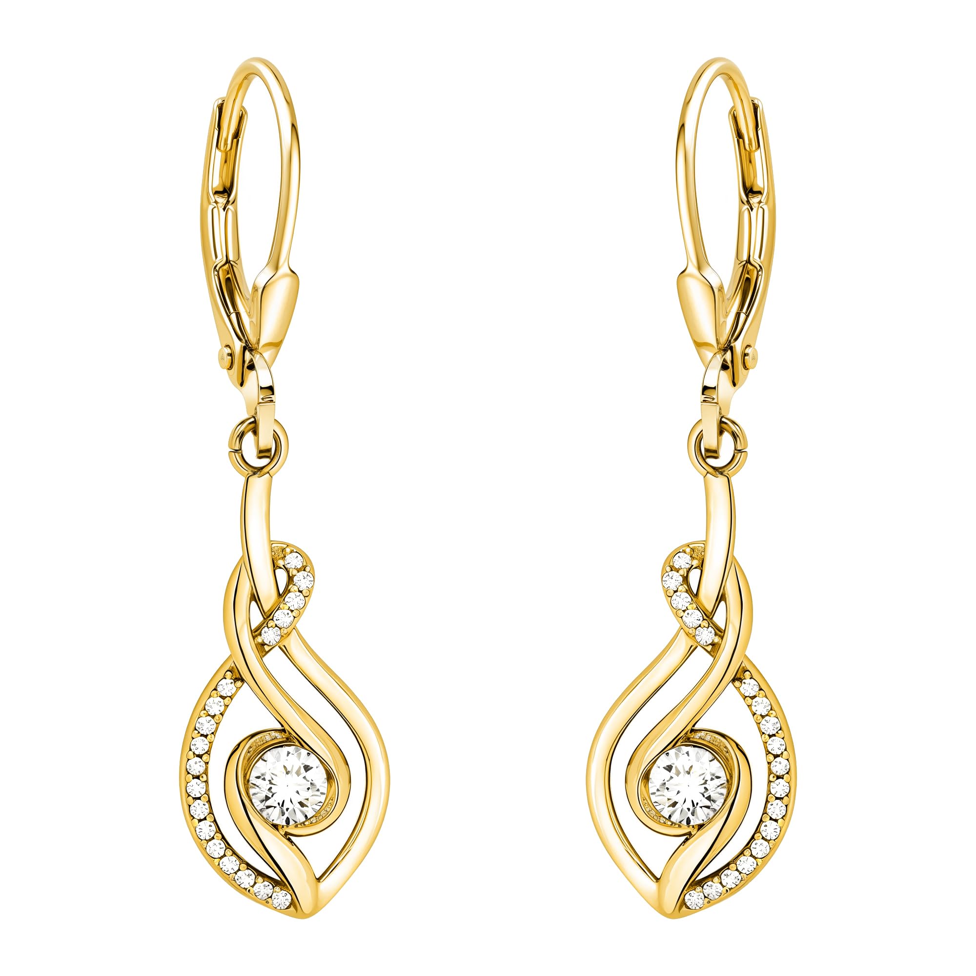 SOFIA MILANI - Orecchini da Donna in Argento 925 - con Pietra Zircone - Orecchino Pendente a Ovale curvo