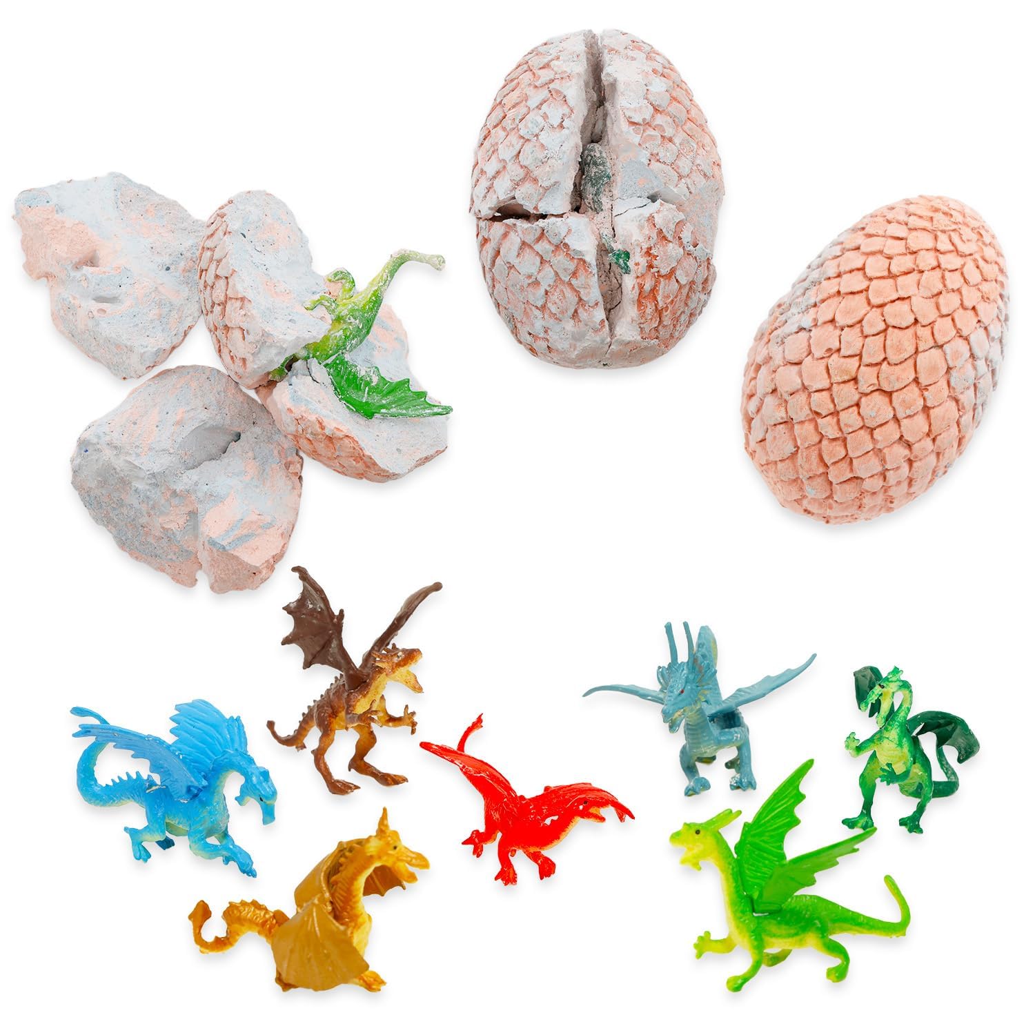 EGGbox Kit de creuser des œufs de dragon – Unearth 12 jouets différents avec cartes d'apprentissage – Jouets éducatifs scientifiques STEM, cadeaux de Pâques pour garçons et filles