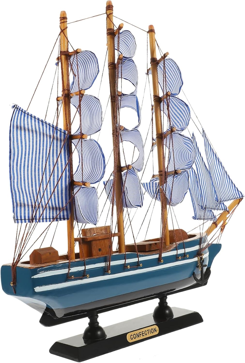 Levemolo Wooden Sailboat Model Decor Unique Nautical Home Decoration for Living Room Dining Room Bedroom Handcrafted Retro Style Sailboat Figurine