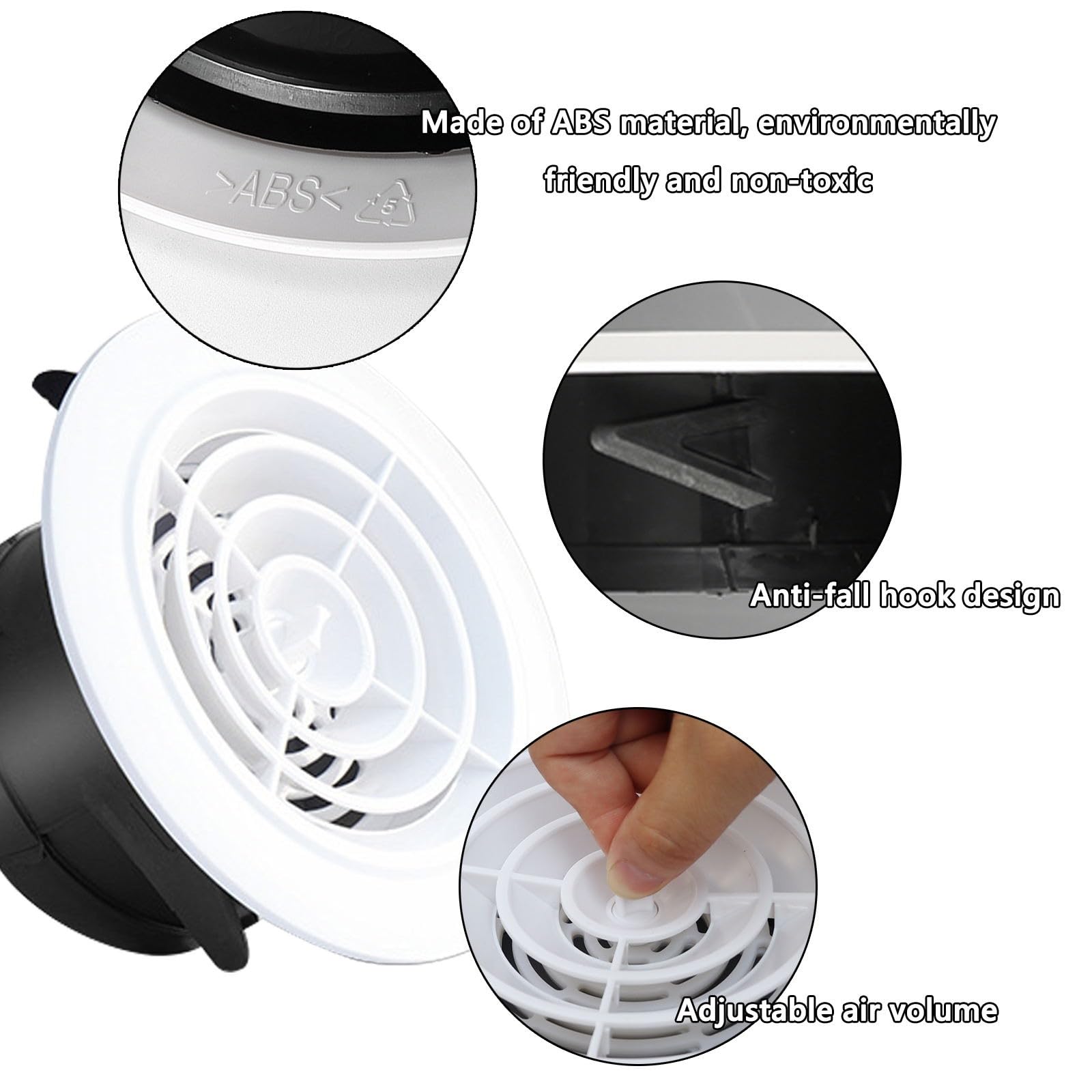 LüFtungsgitter, 150mm LüFtungsabdeckung, Insektennetz, Grillabdeckung, Zuluft Abluft Gitter LüFtung, Ventilation Grille FüR BelüFtung Zur Bad, Abluftschlauch, Wand, KüChe(Weiß,4 Pieces 200mm(8in))
