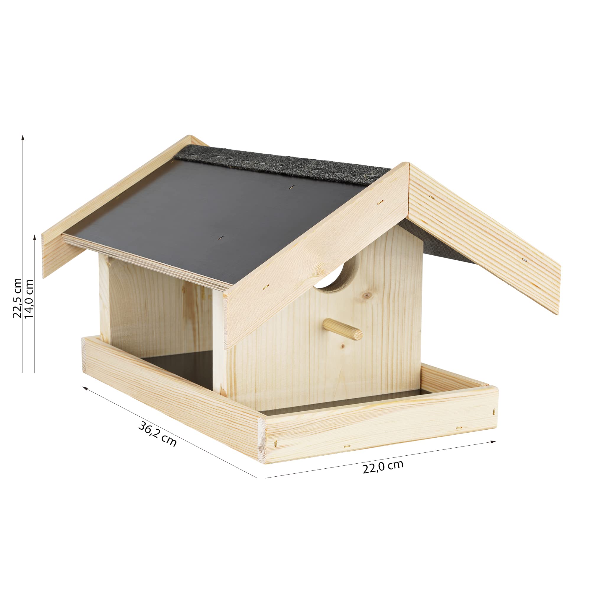 Vogelfutterhaus mit Veranda für den Garten – „Made in Germany“ mit positivem sozialen Beitrag