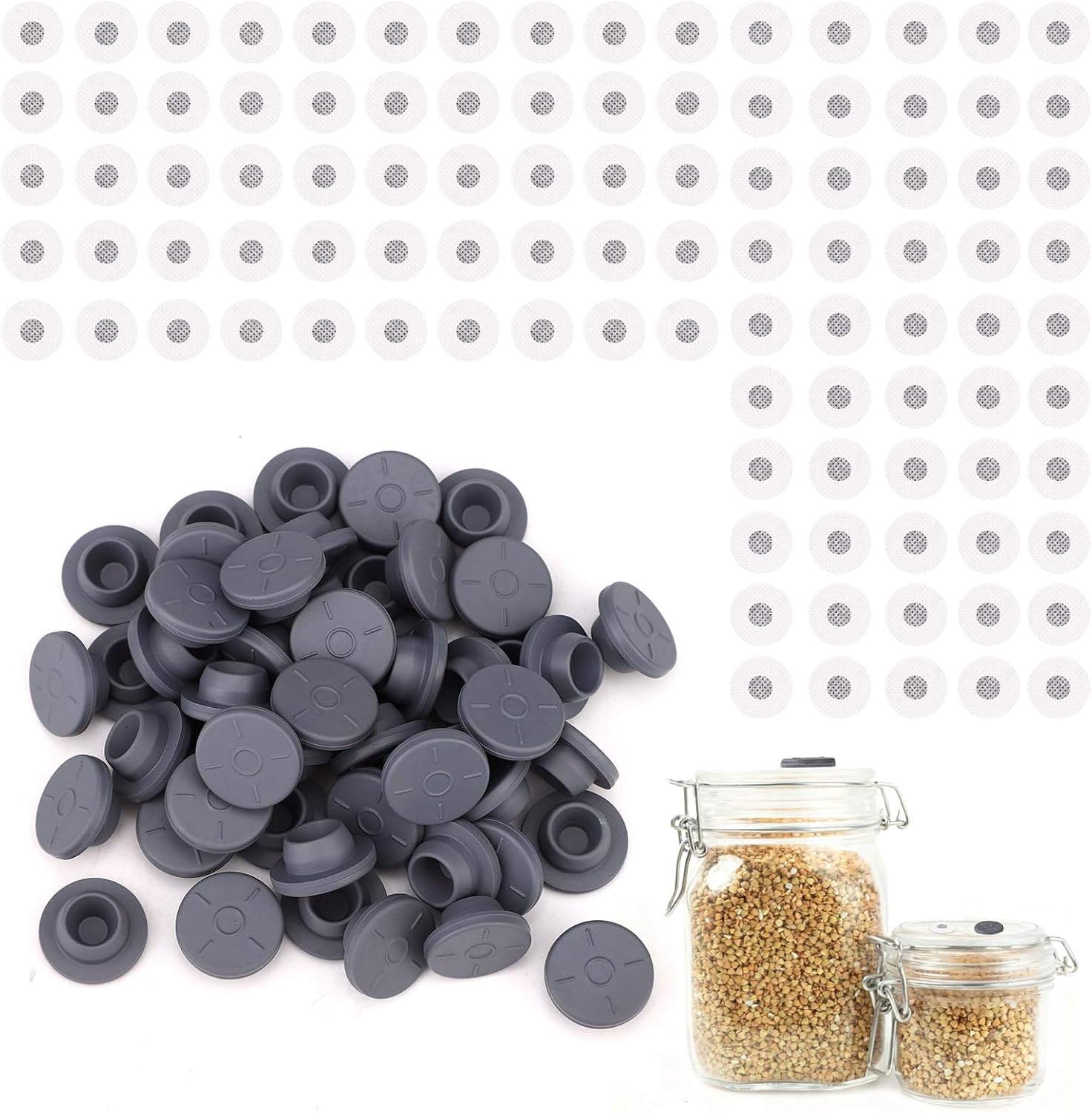 100pcs Self-Healing Injection Port & 100pcs Synthetic Filter Patch Sticker