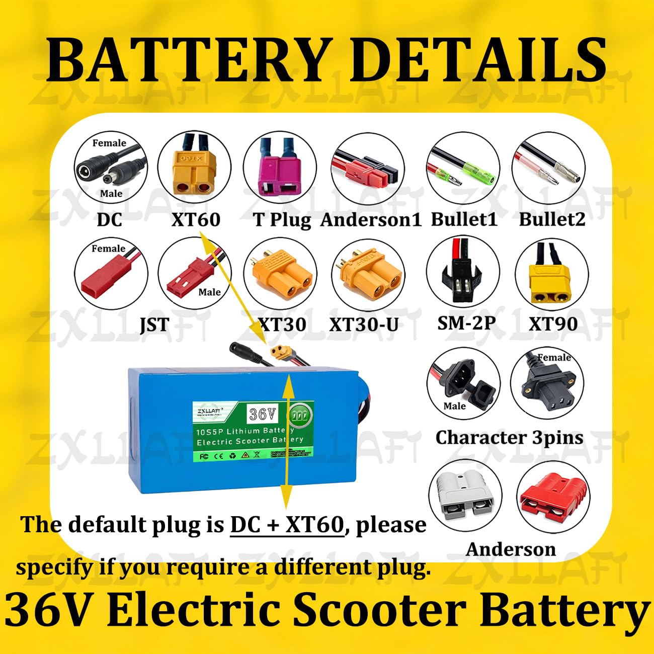 Batteria al Litio per Monopattino Elettrico 36V Batteria e-Bike 10S5P Batterie di Ricambio Batterie Ricaricabile Scheda di Protezione BMS Integrata con Caricabatterie