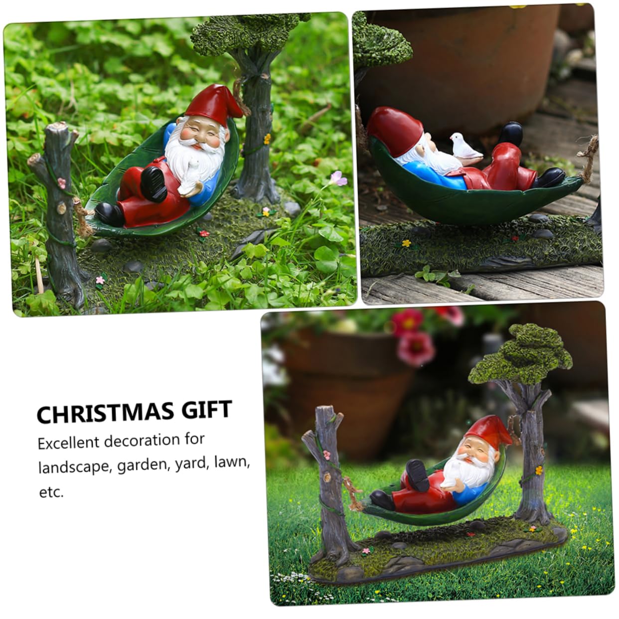 Weihnachtswichtel Gartenfigur Resin Hängematte Langlebige Kreative Harzdeko Für Außenbereich Rasen Und Mikrolandschaft Geschenkidee