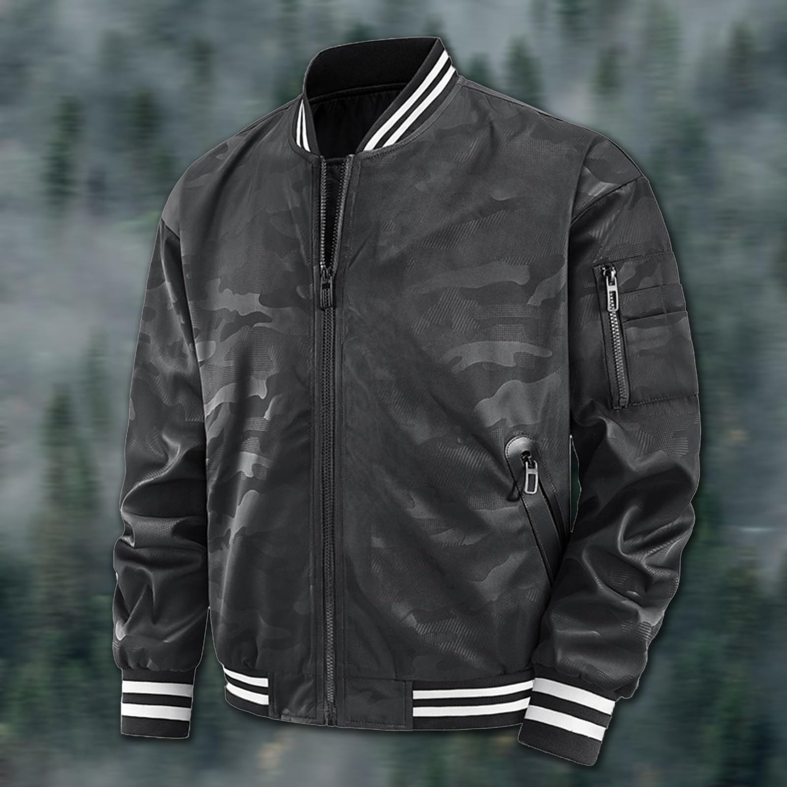 Generisch Softshelljacke Damen Wasserdicht Einfarbige, große Outdoor- und Winterjacke für Männer mit mehreren Taschen Revers, Baseballjacke den Fluganzug der Luftwaffe