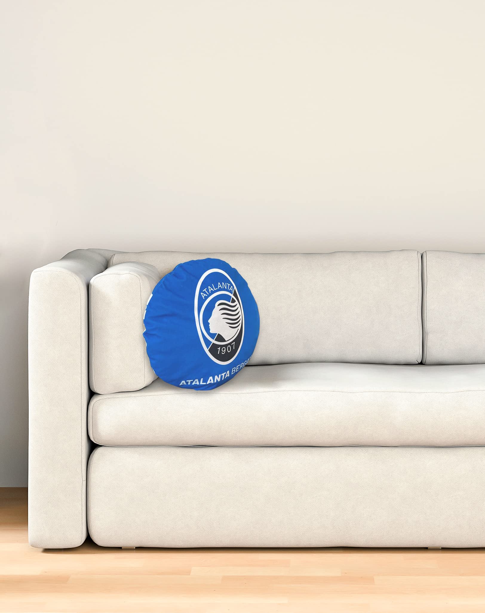 hermet Atalanta B.C. | Cuscino Rotondo Arredamento | Azzurro Nero | Prodotto Ufficiale