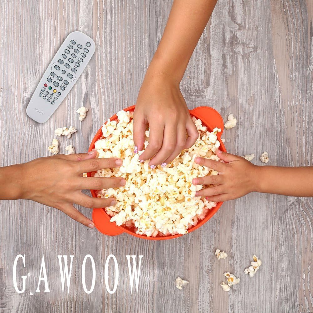 【Amazon.co.jp限定】GAWOOW ポップコーン ポップコーンマシーン ポップコーンメーカー 電子レンジ でポップコーン 家庭用 折り畳み シリコン製 日本語説明書つき レッド