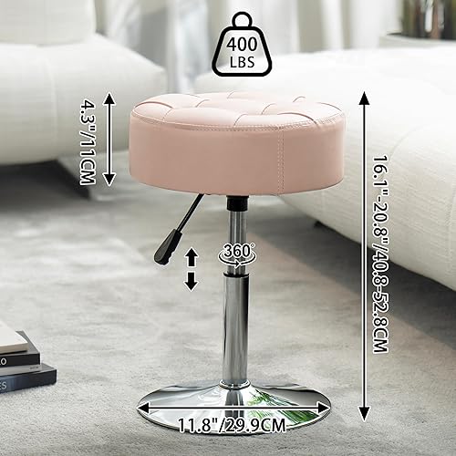 Miniatura 2 de Taburete de tocador ajustable rosa resistente al fuego, silla giratoria para sala de maquillaje, taburete pequeño para tocador, baño, sala de estar,