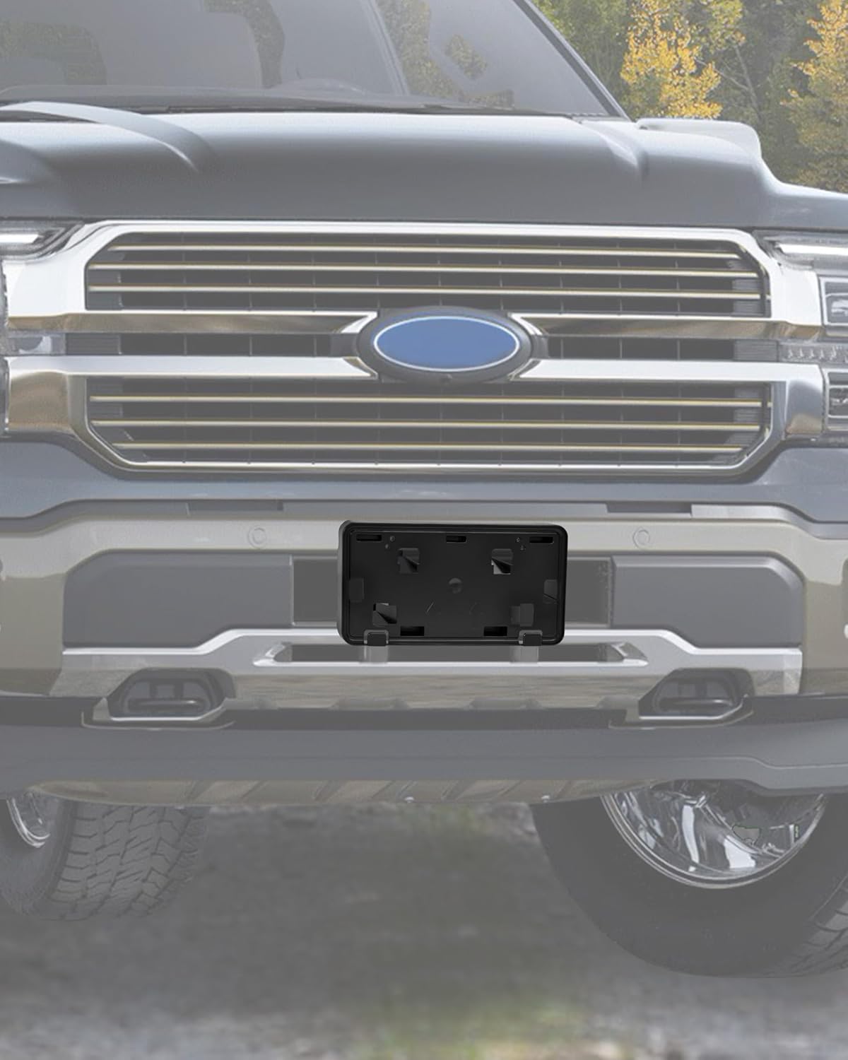 KEWISAUTO Front License Plate Holder Frame for Ford F-150 2024 2025, Black Front Bumper License Plate Mount Bracket Cover for 2024 2025 Ford F150 2.7L 3.5L Accessories, Replace #RL3Z17A385BA
