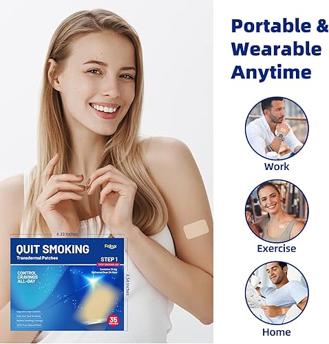 Miniatura 4 de Fekux Parches de nicotina para dejar de fumar paso 1, parches de 21 mg entregados durante 24 horas, parche transdérmico de nicotina, 35 unidades,