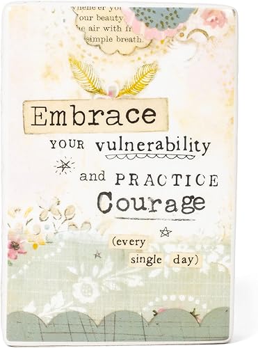 DEMDACO Embrace Your Vulnerability Practice Courage - Placa decorativa de pared de gres de 4 x 6 pulgadas