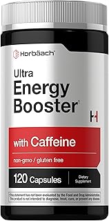 Horbäach Energy Supplement | 120 Capsules | with Caffeine, Ginseng & Vitamin B12 | Daily Energy Booster Pills | Non-GMO, Gluten Free