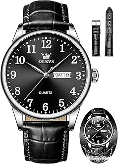 Watch Men Mens Watches Watches for Men Leather Band Classic Brown Leather Watch Men, Analog Watch Men, Black Mens Leather Watch, Dress Waterproof Large Face Mens Watch,Relojes para Hombres Watch