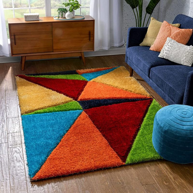 Image of Shaggy Area Rug - Extra Plush Luxury Carpet, Super Soft & Cozy Feel| Perfect for Living Room, Bedroom, and Stylish Home Decor- Multi Color (8 x 11 ft)