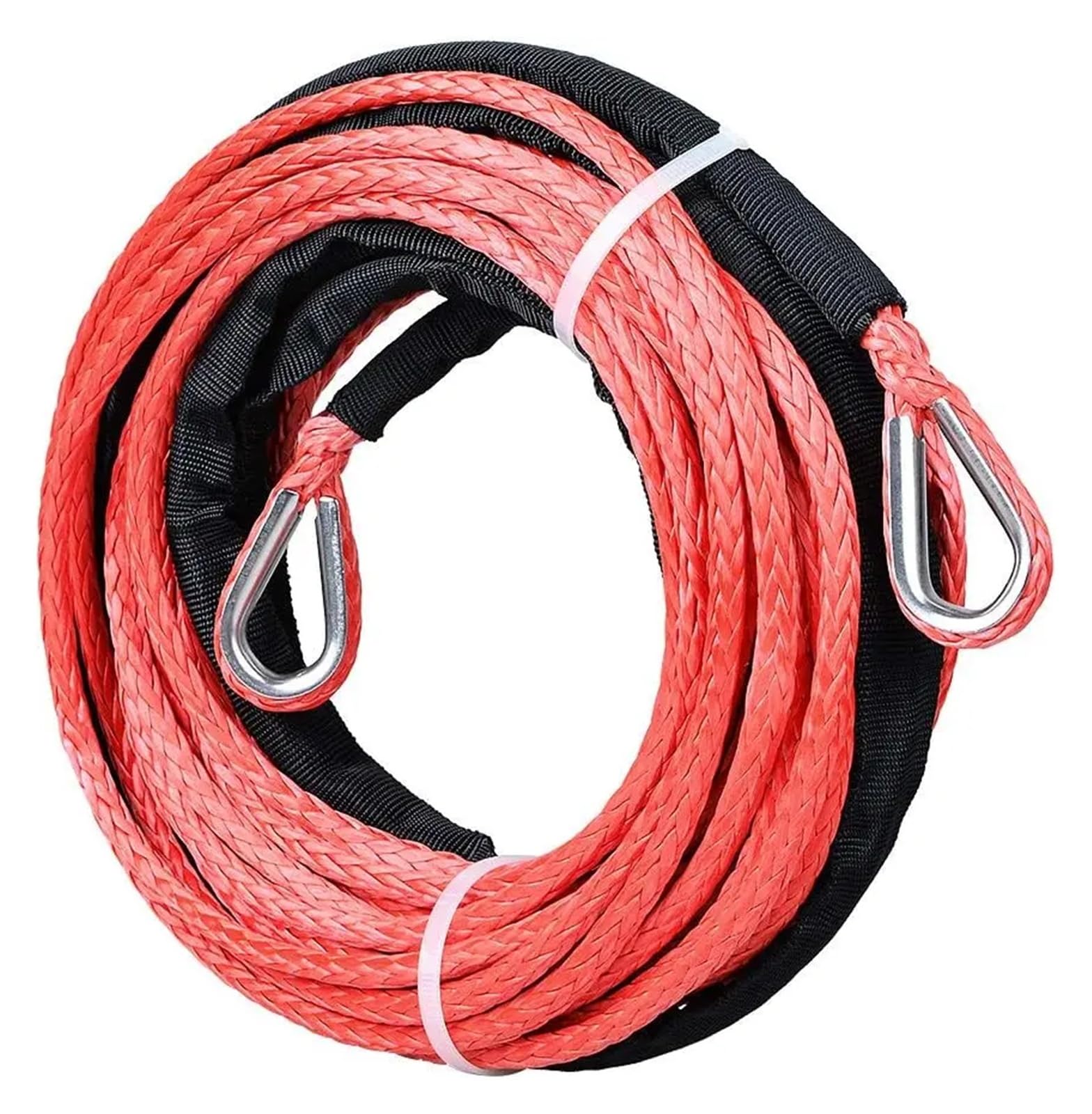 Przedłużka syntetycznej liny wyciągarki 6 mm x 30 m, wytrzymała, do samochodów terenowych, quadów i UTV Duża nośność(Red)