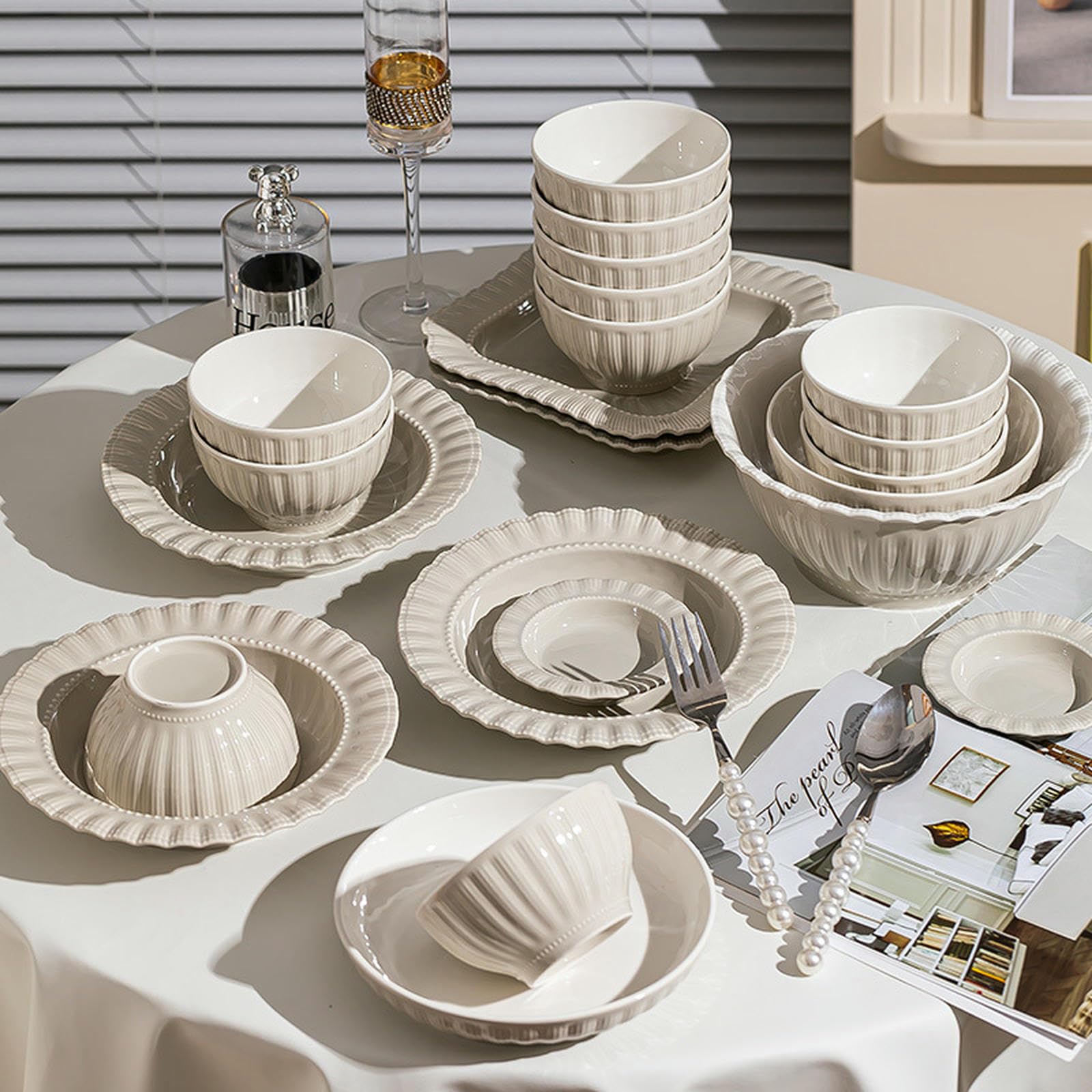 Ceramiczna prosta kolorowa miska na ryż pod glazurą domowa wykwintna zastawa stołowa w wysokiej temperaturze - 16 sztuk dla 4 osób (Lite)