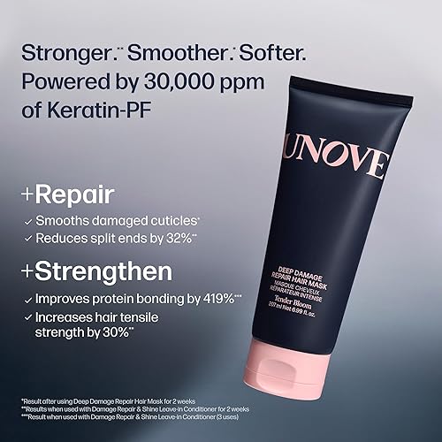 Miniatura 4 de UNOVE Mascarilla reparadora de daños profundos, tratamiento capilar proteico y mascarilla capilar para cabello dañado, acondicionador profundo
