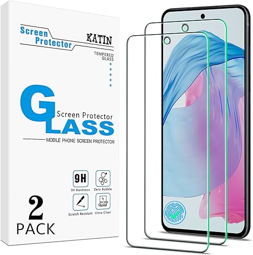 KATIN Paquete de 2 Protector de pantalla para Samsung Galaxy S21 FE 5G no apto para Galaxy S21 vidrio templado, compatible con lector de huellas