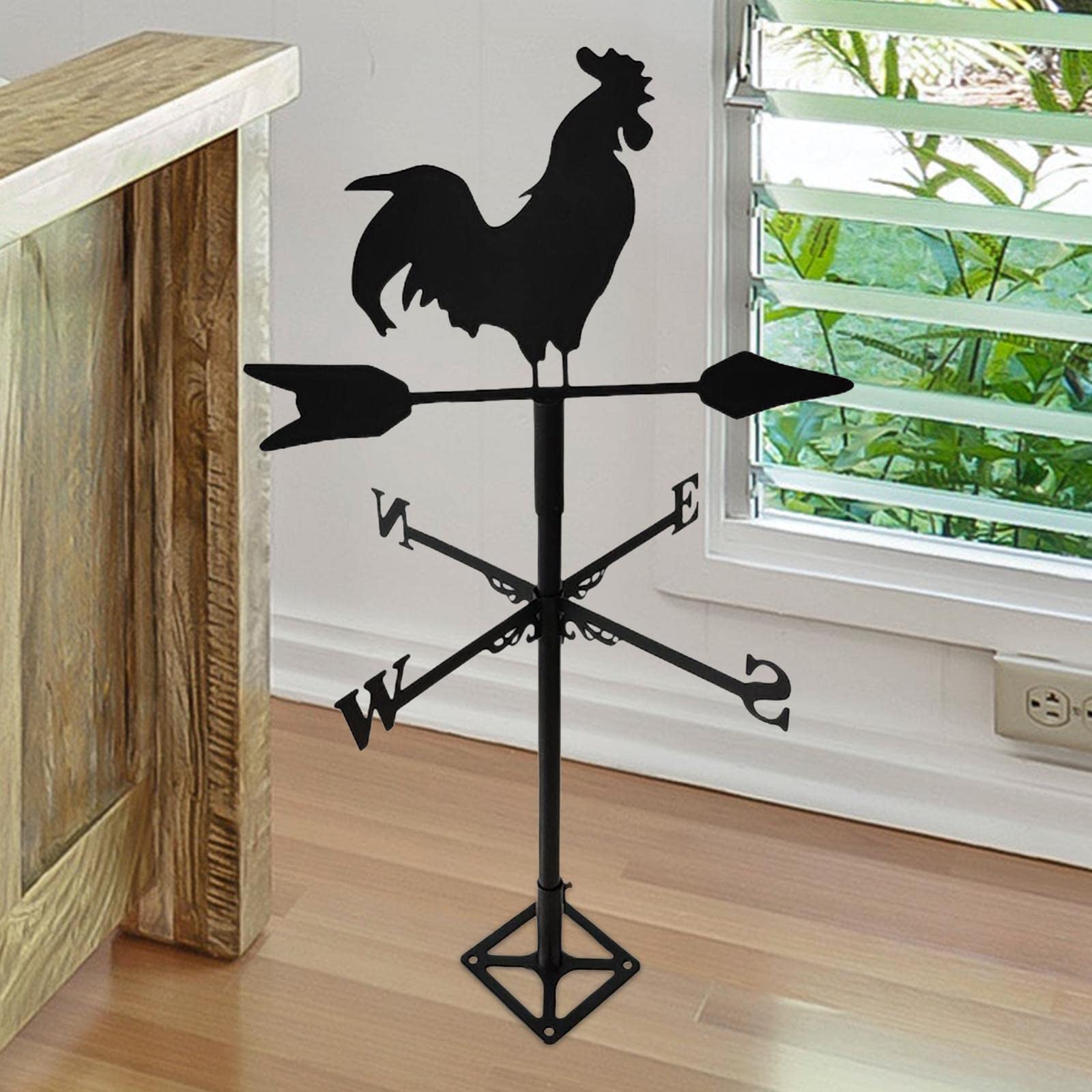 Wetterhahn Outdoor Wetterfahne Eisen Deko Windrichtungsanzeiger Dachmontage Bauernhof Tierornament für Hochzeit Balkon, Hahn
