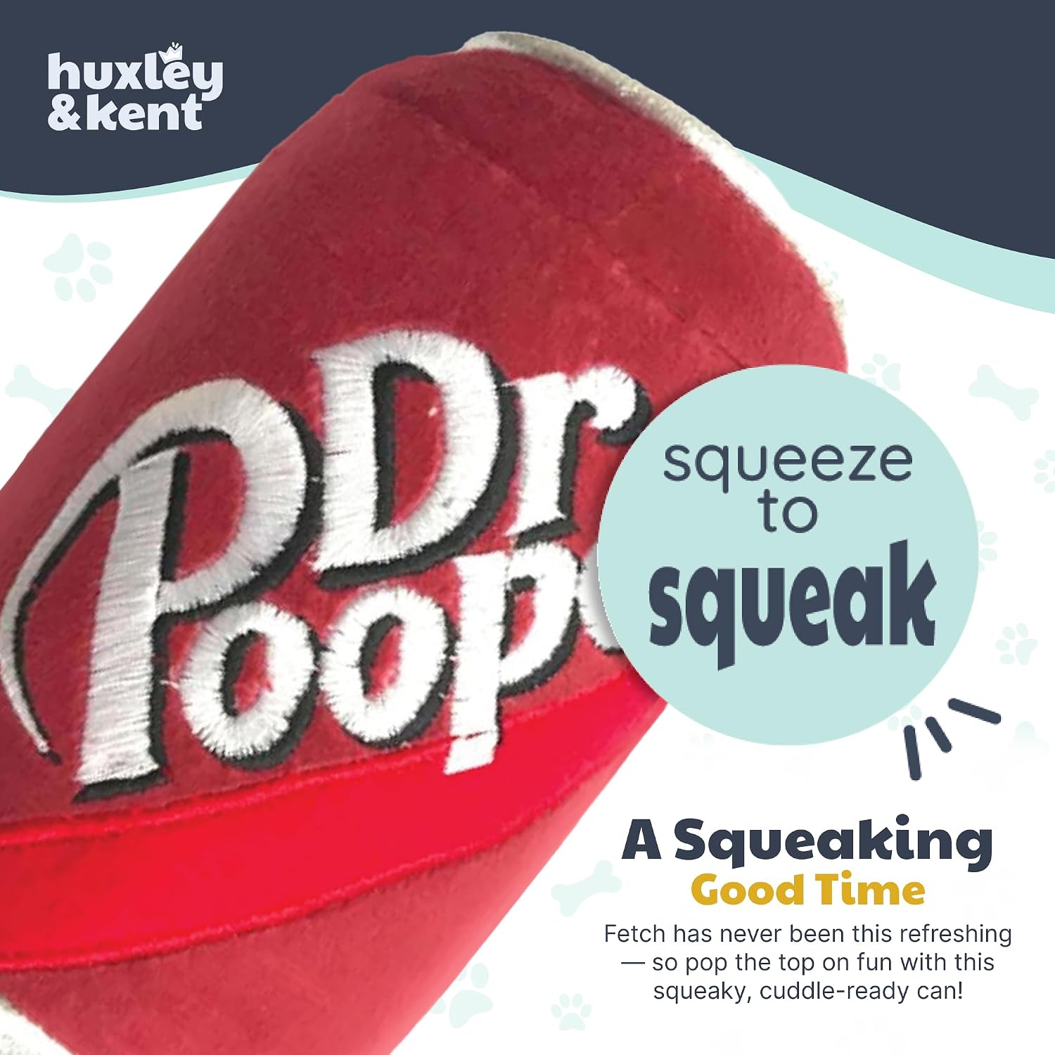 Huxley & Kent Power Plush Squeaky Dog Toy, Dr Pooper, Large | Built in Squeaker & Crinkle, Reinforced Mesh Lining, Machine Washable, Soft for Puppies, Seniors & Light Chewers