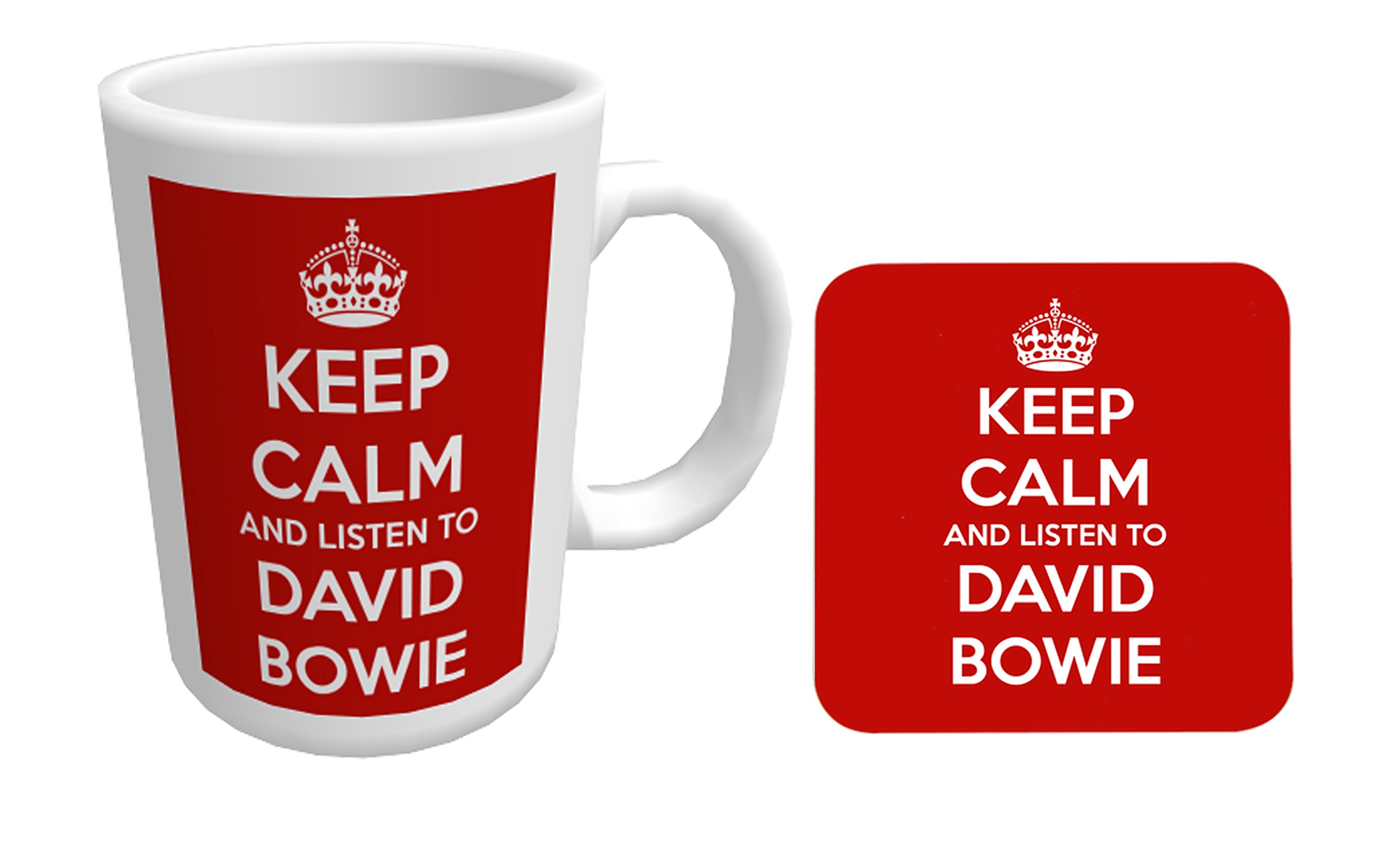 Keep Calm and Listen to David Bowie - Mug and Coaster Set by Top Banana