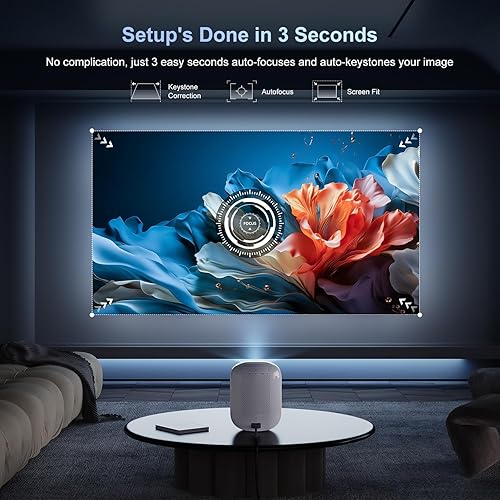 Miniatura 4 de Auto Focus6D Keystone PR350 Mini proyector portátil con 5G WiFi 6 y Bluetooth, proyector de video para exteriores 4K 1080P nativo, sistema de cine