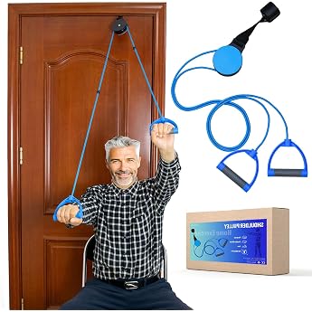 Upgrade Shoulder Trainer Pulley Shoulder Physiotherapy Pulley for Rehabilitation/Shoulder Trainer Shoulder Rope Pulley for Training for Shoulder Mobility Door Hanging Fitness Gymnastics Rope
