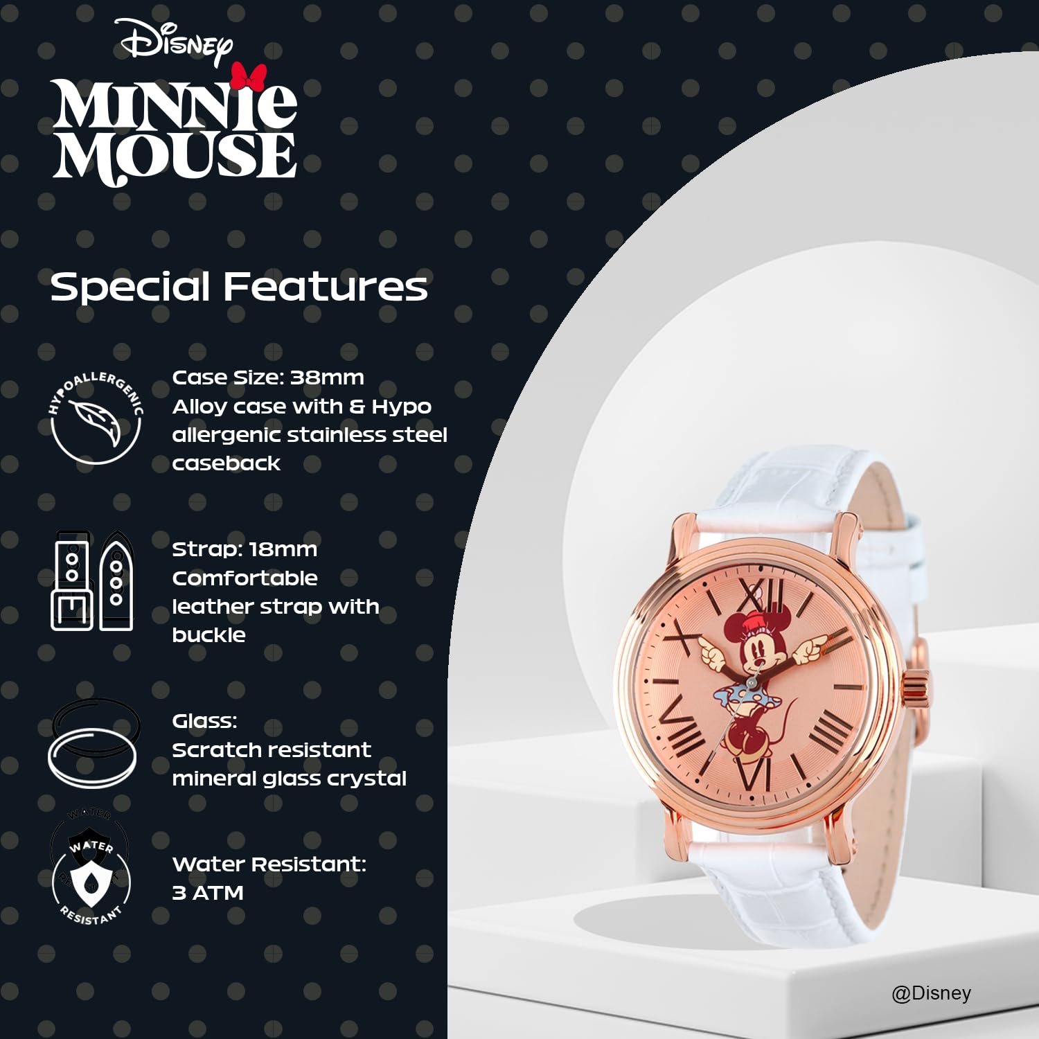 Disney - Orologio da polso da donna, motivo: Minnie Mouse