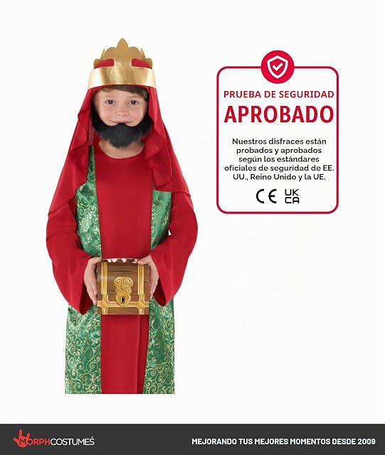 Foto 4 de 7 de Morph Disfraz Rey Mago Niño, Disfraz de Oriente Halloween Niño, 4-6 años