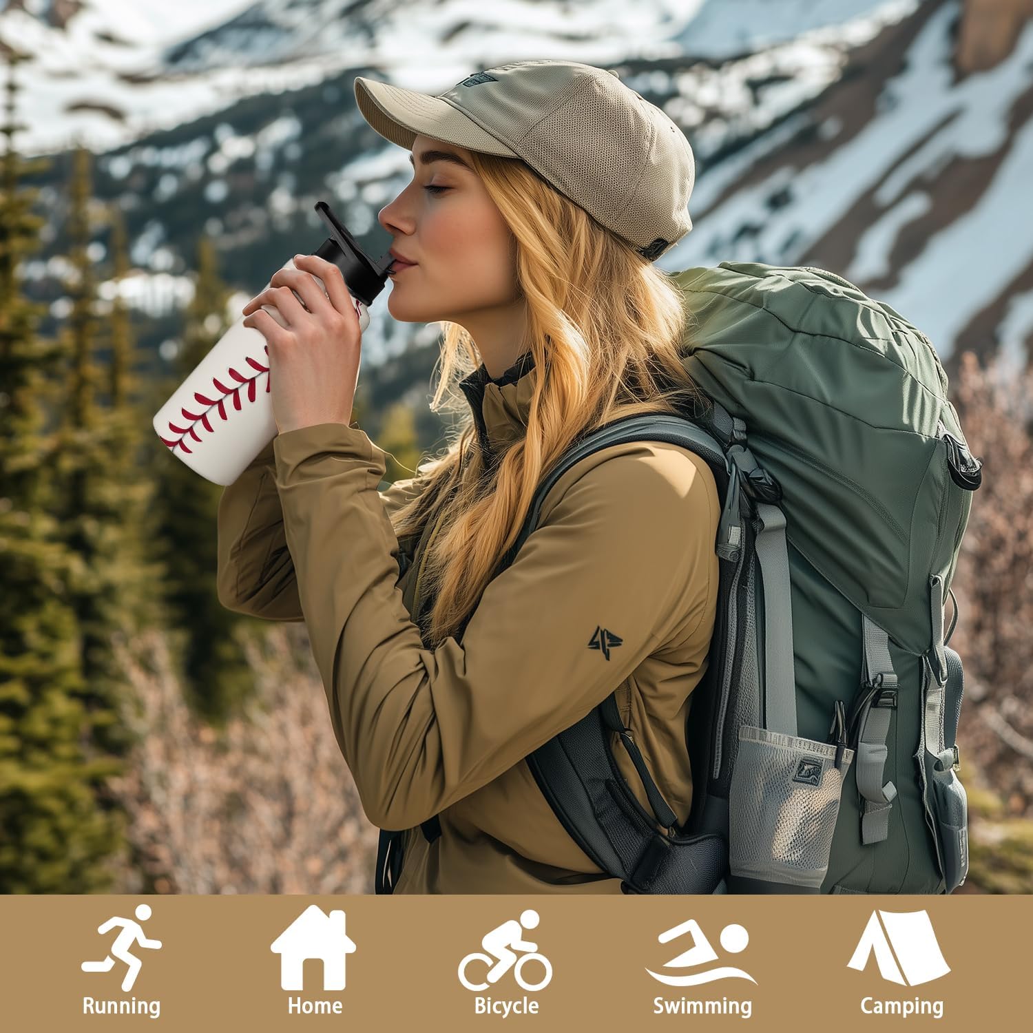 Baseball Water Bottle 18oz Insulated Sports Water Bottles Baseball Gifts for Men Women Gift for Coach Lovers Fan Players Stuff Accessories for Boys Girls - Image 7