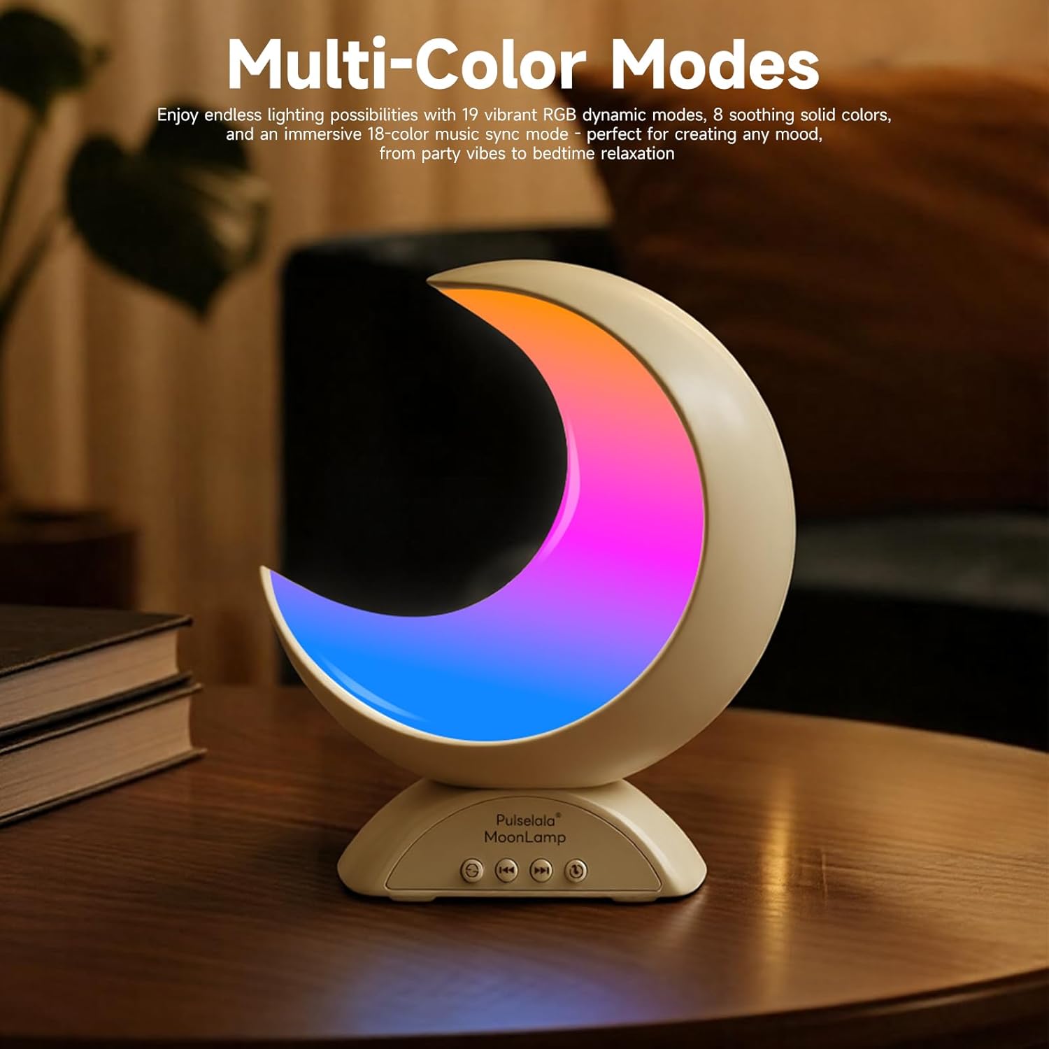 Touch Moon Table Lamp with RGB Adjustable Light, Scene Mode and Music Mode, Warm White LED Moon Light, Suitable for Home Decoration, Bedroom Living Room Desk.