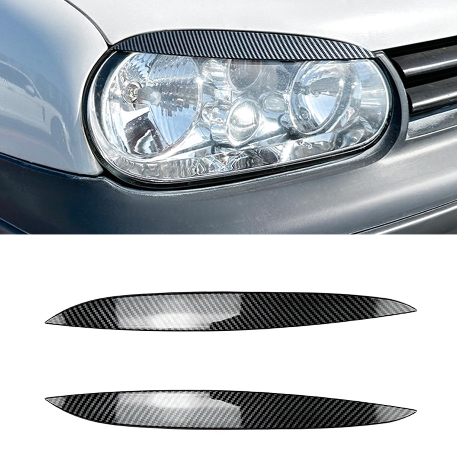 WENINETIES Auto Headlight Eyebrows for VW Golf 4 MK4 1997-2006, Vehicle Headlamp Eyelids Aerodynamic Scratchproof External Modification Parts,A