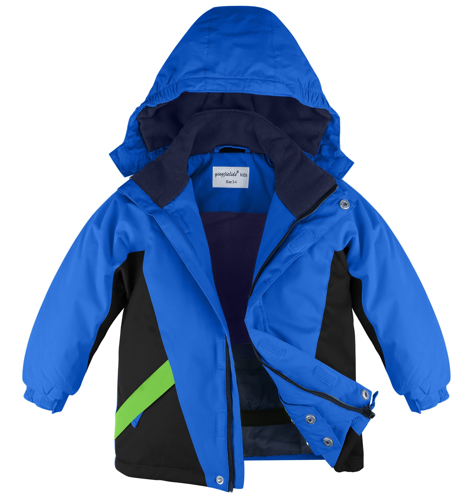 YINGJIELIDE Boy's Winter Waterproof Windproof Lightweight Jacket Functional Outdoor Coat with Hood Warm Kids